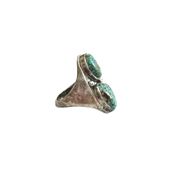 Navajo Silver Nevada Blue Turquoise Ring - Picture 5 of 11